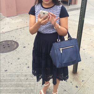 Navy Lace midi skirt